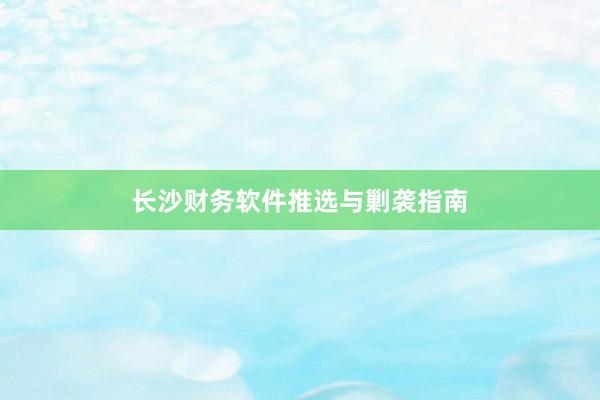 长沙财务软件推选与剿袭指南